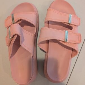Madden Girl Women Kingsley Platform Footbed Side Sandals Size US 8.5M Blush Pink